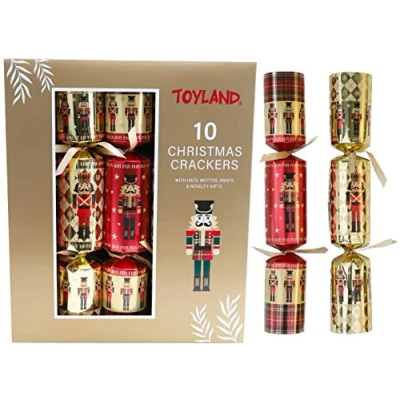 Image de Toyland® Lot de 10 Grands Crackers Luxe Motif Casse Noisette et Tartan Décorations Table Noël
