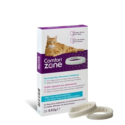 Image de Collier pour Chat apaisant aux phéromones, Aide Les Chats à se Sentir calmes et en sécurité, Tout réduisant Le Stress, l’anxiété comportements indésirables, 2 Colliers