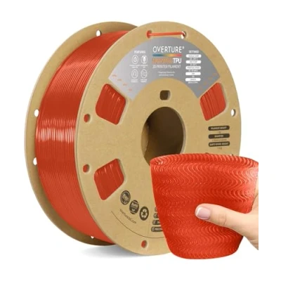 Image de OVERTURE TPU High Speed Filament 1,75 mm, Flexible 95A Roll, bobine de 1kg (2,2 lb), Précision Dimensionnelle +/ 0,02 mm (HS Orange Translucide)