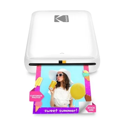 Image de KODAK Step Instant imprimante photo portable pour smartphone mini couleur sans fil photos adhésives Zink 2x3 compatible Bluetooth avec iOS et Android appli d&#039;édition ludique Blanc