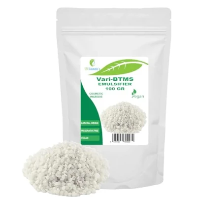 Image de Emulsifiant Vari btms, 100 gr Origine naturelle Utilisation comme ingrédient dans les cosmétiques Utilisé revitalisants, shampooings crèmes et masques capillaires.