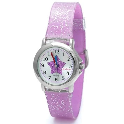 Image de Kiddus Montres Bracelet pour Fille Montre Enfants. avec des Exercices Apprendre l&#039;heure Licorne, et Autres Motifs pailletés Cadeau Éducatif Filles de 5+ Ans. Étoile.