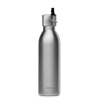 Image de QWETCH Bouteille Isotherme Active Inox Brossé 600ml Gourde avec Bouchon Sport 24h Froid et 12h Chaud Etanche, Sans BPA &amp; Compacte