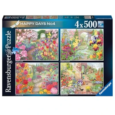 Image de Ravensburger Happy Days Glorious Gardens Puzzle de 4 x 500 pièces pour Adultes et Enfants à partir 10 Ans, 17139, Multicolore, Taille Unique