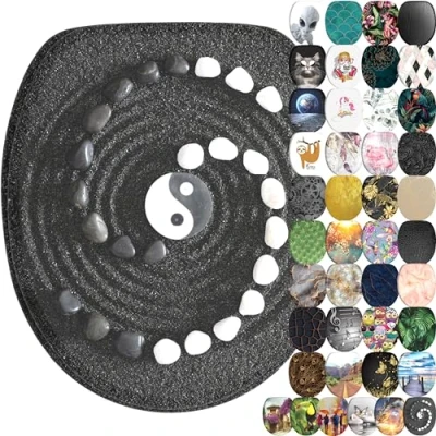 Image de Sanilo Abattant WC frein de chute, Grande sélection lunettes toilette avec abaissement automatique, Fixation facile (Yin Yang)