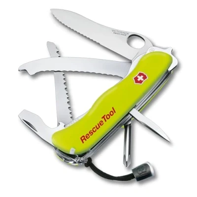 Image de Victorinox Rescue Tool Couteau de Poche Suisse, Multitool, 13 Fonctions, Briseur Vitres, Voir, Jaune