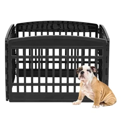 Image de Iris Ohyama, 4 Panneaux Rallonges pour Parc Chien Intérieur, Extérieur, H60cm, Noir, Cage, Chenil, Enclos, Cloture Chiens, Chiot, Chat, Lapin, Animaux de Compagnie, Plastique, CI 604E Pannel