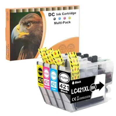 Image de D&amp;C LC421XL Cartouches d&#039;encre compatibles pour Brother LC421 XL DCP J1050DW MFC J1010DW J1140DW (Noir, Cyan, Magenta, Jaune, 4 Pack)