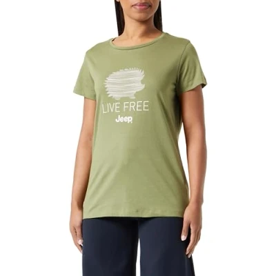 Image de JEEP O102924 E100 J Woman T Shirt Hedgehog Sketch Live Free Large PrintJ23W Olive Green M