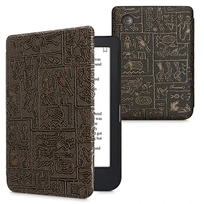 Image de kwmobile Étui Compatible avec Kobo Clara 2E Coque à Rabat magnétique Tablette eReader Similicuir doré Noir
