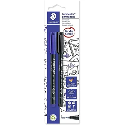 Image de Staedtler Lumocolor / 318ASBK2D Marqueur indélébile 0,6 mm Bleu/noir 2 pièces