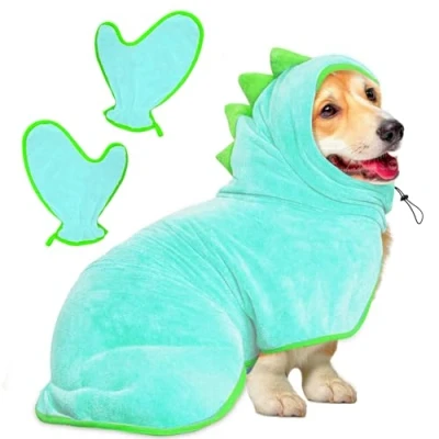 Image de Bibykivn Serviette à Séchage Rapide pour Animaux, Peignoir Chien en Microfibre, Absorbant, Absorbant Manteau Après Baignade Bain (Bleu, M)