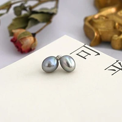 Image de LOKILOKI Boucles d&#039;oreilles Multi Naturelles en Perles d&#039;eau Douce 925 Bijoux Simples Faits À La Main Argent Sterling pour Femmes