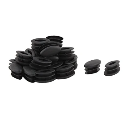 Image de sourcingmap 30pcs Bouchon Pied de Chasie Embout Capuchon Jambe Tube Insert Table Meuble Protection ovale Plastique noir 15 x 30mm