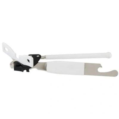 Image de Fackelmann 45524 ouvre boîte 2 en 1, de conserve, décapsuleur, manuel, à pinces, Chromé, Plastique, Noir, 16 x 4 cm