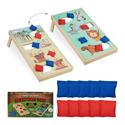 Image de Relaxdays Jeu de Lancer Cornhole, Dimensions : 18 x 29 58 cm, 10 Sacs à Lancer, intérieur et extérieur. Multicolore