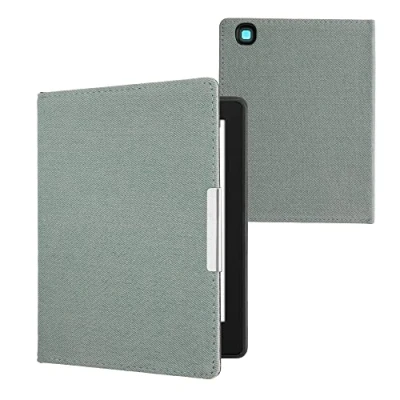 Image de kwmobile Étui liseuse Compatible avec Kobo Aura H2O Edition 2 à Rabat magnétique Protection en Jean Bleu Clair