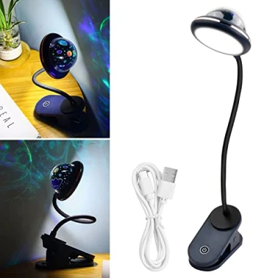Image de Vesaneae Lampe de Bureau pour enfant avec Cou Flexible USB rechargeable,Lampe Clips Lecture LED,Lampe à Pince Col Cygne 360 ,Lampe Clip Dimmable,pour Étude et Travail(Bleu)
