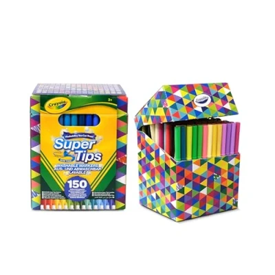 Image de CRAYOLA Kit de 150 Feutres Lavables, Pointe Conique pour Traits Fins et Épais, Assortiment Couleurs Âge Conseillé: à Partir 3 Ans (150)