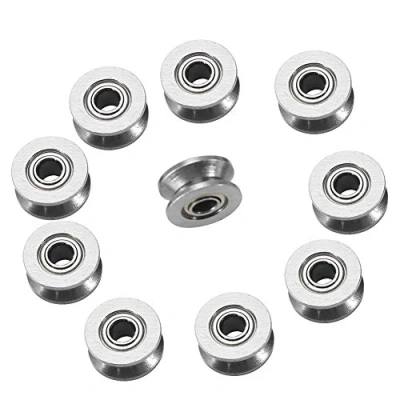 Image de Roulement à Billes de Rail, V624ZZ Poulie Guide V Cannelure en Acier Miniature Double Bouclier 4x13x6mm pour Système Mouvement Linéaire Rail