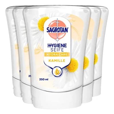 Image de Sagrotan No Touch Recharge de savon liquide à la fleur lotus et l&#039;huile camomille (5 x 250 ml)