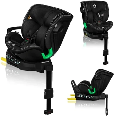 Image de Siège auto bébé évolutif LIONELO Harmony iSize 40 150cm Groupe 0+/1/2/3 Pivotant 360 ISOFIX Noir