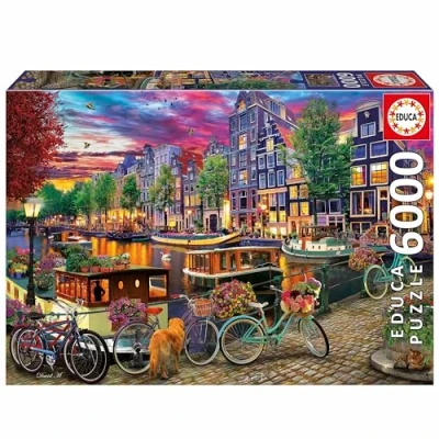 Image de Educa Puzzle 6000 pièces pour Adultes Cyclisme à Amsterdam. Comprend Le Service des perdues. Dimensions : 156 x 107 cm. A partir de 14 Ans (20330)