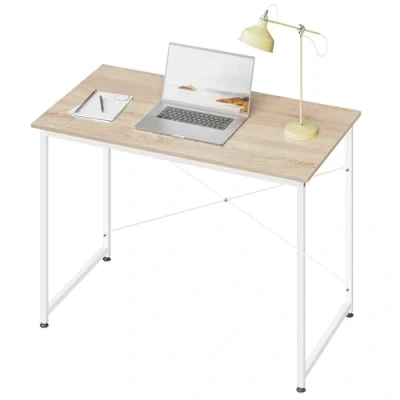 Image de WOLTU Bureau, Bureau Informatique, 100x50 cm, Table de Chambre, Poste Travail, Cadre en Métal, Scandinave, Bois d&#039;Ingénierie, Chêne Clair