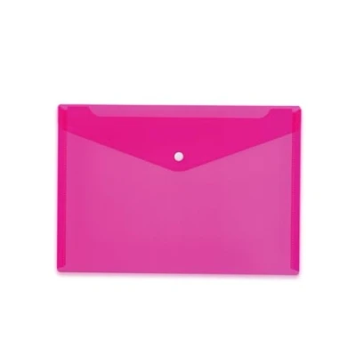 Image de HERMA 20075 Lot de 5 porte documents A4 rose transparent avec bouton pression Enveloppes en plastique pour l&#039;école, l&#039;université, le bureau, les voyages