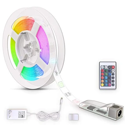 Image de B.K.Licht Bande LED 3m, silicone, RVB, télécommande, autocollant, changement de couleur, raccourcissable, ruban lumineux, éclairage décoratif pour chambre, salon, cuisine
