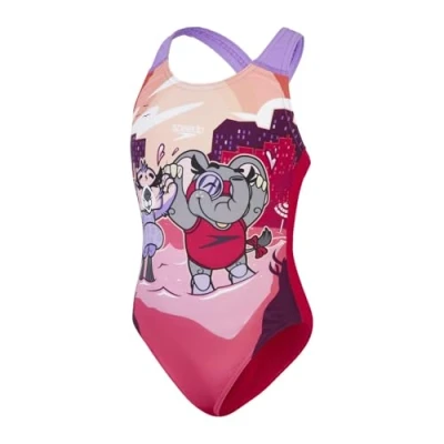 Image de Speedo Learn to Swim Printed Crossback Maillot Une pièce, Pink, 6 Ans Fille