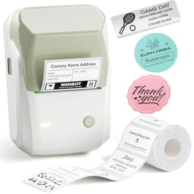 Image de NIIMBOT B1 étiqueteuse avec 1 Rouleau d&#039;étiquettes 50x30mm, imprimante Bluetooth, Taille d&#039;impression 20 50 mm, Compatible iOS et Android pour Bureau, Maison, Entreprises (Vert)