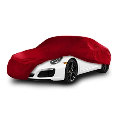 Image de Cosmos Housse de Voiture d&#039;intérieur compatible avec les principales Moyennes Berlines, Tissu Élastique, Respirant et Anti Poussière, Doublure Douce, Ajustement Serré, Rouge