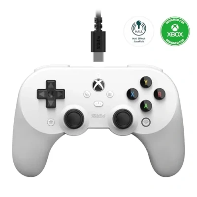 Image de 8Bitdo Pro 2 Wired Controller for Xbox, Hall Effect Joystick Update, 3.5mm Audio Jack, Compatible with Xbox Series XS, One, Windows 10/11 Officially Licensed (White)