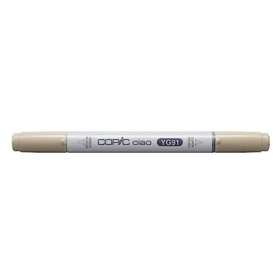Image de COPIC Ciao YG91, Putty, Twin Marker avec une pointe de largeur moyenne et « brush ».