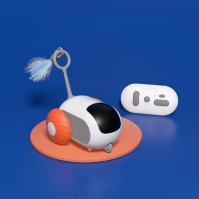 Image de Gerbala Jouet Chat Interactif, Souris avec Télécommande, électrique 2 Modes Rechargeable USB, Intelligent pour (Orange)
