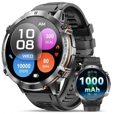 Image de OUKITEL Montre Connectée Homme BT13 Batterie 1000mAh Écran AMOLED 1,73 Pouces Chat GPT Smartwatch IP68 Étanche 100 Modes Sportifs Fréquence Cardiaque SpO2 Sommeil Moniteur pour Android/iOS