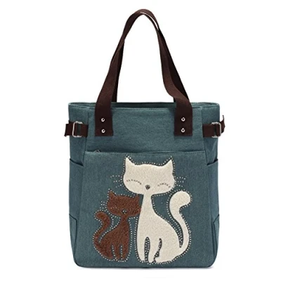 Image de KAUKKO Sac Fourre tout vintage en toile d&#039;école robuste et portable Léger vert militaire, L,
