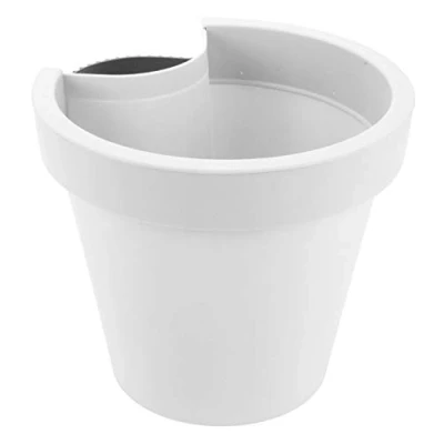 Image de Spetebo Pot de fleurs rond en plastique avec sangle fixation et trou drainage 24 x 21 cm Blanc