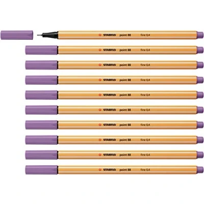 Image de Stylo feutre pointe fine STABILO point 88 Lot x 10 stylos Mauve Glycine (88/62)