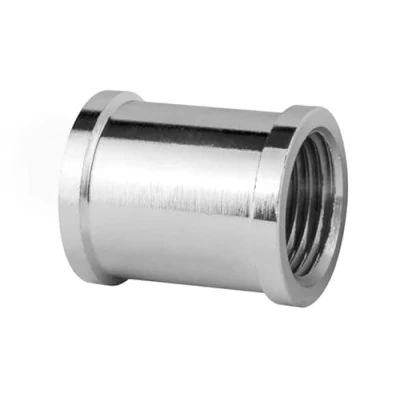Image de Manchon 1/2&quot; Femelle x Femelle, Laiton Chromé, Joints et Raccords de Plomberie pour Tuyauterie Eau, 10 Barre, Max. Temp. 120C, Connecteur BSP