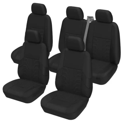 Image de TOYOUN Housses de Sieges Universelles, Housse Couverture Couvre pour Camion Camionnette Van Bus conducteur et Passager 5 Places, siège Avant Simple Double, Impression 3D, Noir
