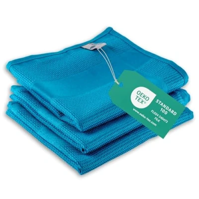 Image de ELEXACLEAN Torchons de Cuisine en Microfibre Torchon Vaisselle (Set 3 Bleu) Oeko TEX® Standard 100 Modernes pour Table Bar