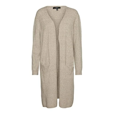 Image de VERO MODA CURVE VMDOFFY LS Long Open Cardi GA Noos CUR Cardigan, Sepia Tint/Detail:Melange, 48/50 Femme