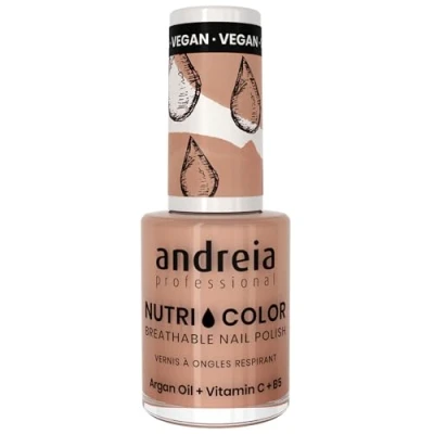 Image de Vernis à Ongles NutriColor, Finition Brillante, Tenue Longue Durée, Respirant, Couleur NC8 Nu d&#039;Andreia 10.5ml Nail Art DIY, Vegan et Non Testé sur les Animaux, Soin + en une Étape