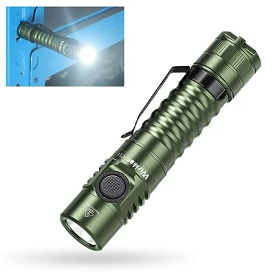 Image de Wurkkos FC11 MINI Lampe de poche LED Rechargeable 1300Lumen Lampes longue portée USBC，Lampe tactique Avec IP67 torche magnétique pour le camping，CRI 90 Vert 5000K