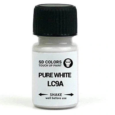 Image de SD COLORS Kit de peinture retouche blanc pur, code couleur LC9A, 8 ml, avec pinceau anti éraflures, rayures (peinture uniquement)