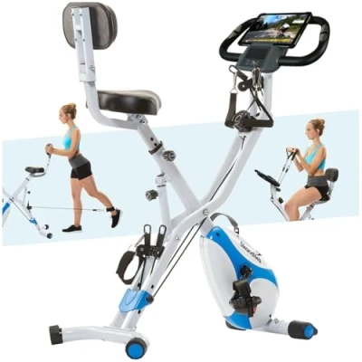Image de Skandika vélo d&#039;appartement Foldaway X 3000 avec Dossier/Bluetooth ergomètre semi couché, home trainer pliable, station de musculation 8 niveaux résistance