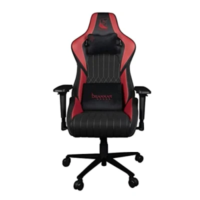 Image de Konix Drakkar Chaise de Bureau Gaming Hel Inclinaison siège 150 Cuir polyuréthane Lisse Noir et Rouge