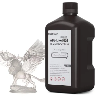 Image de ELEGOO Résine ABS Like 3.0 pour Imprimante 3D 2000g Translucide, à Durcissement 405nm UV, Robuste et Moins Fragile Printer LCD